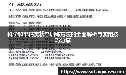 科学和平精英状态训练方法的全面解析与实用技巧分享