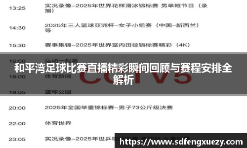 和平湾足球比赛直播精彩瞬间回顾与赛程安排全解析