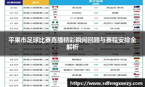 平果市足球比赛直播精彩瞬间回顾与赛程安排全解析