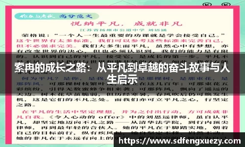 索冉的成长之路：从平凡到卓越的奋斗故事与人生启示